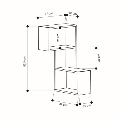Corner wall shelf PART 85,5x47 cm white