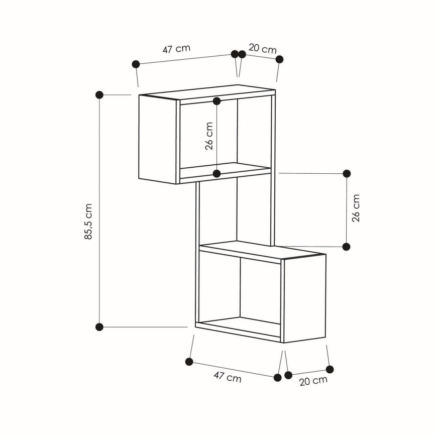 Corner wall shelf PART 85,5x47 cm white