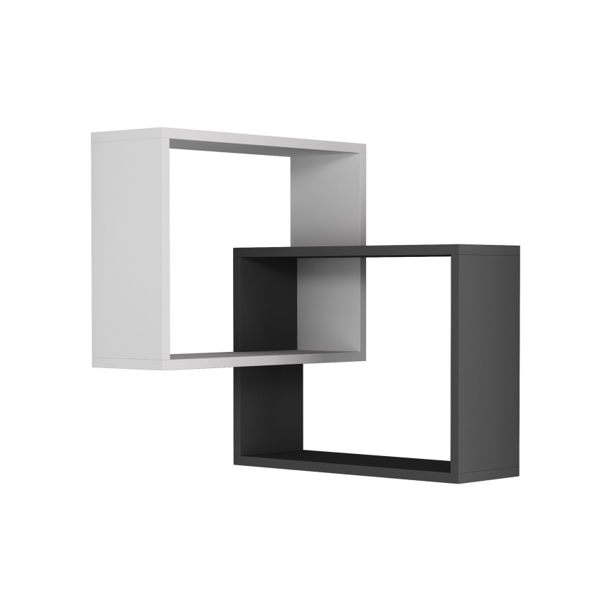 Corner wall shelf RING 68x68 cm white/anthracite