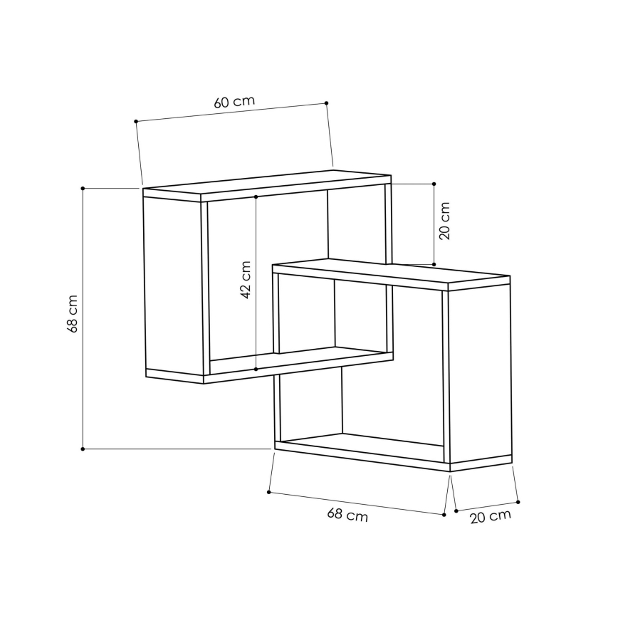 Corner wall shelf RING 68x68 cm white/anthracite