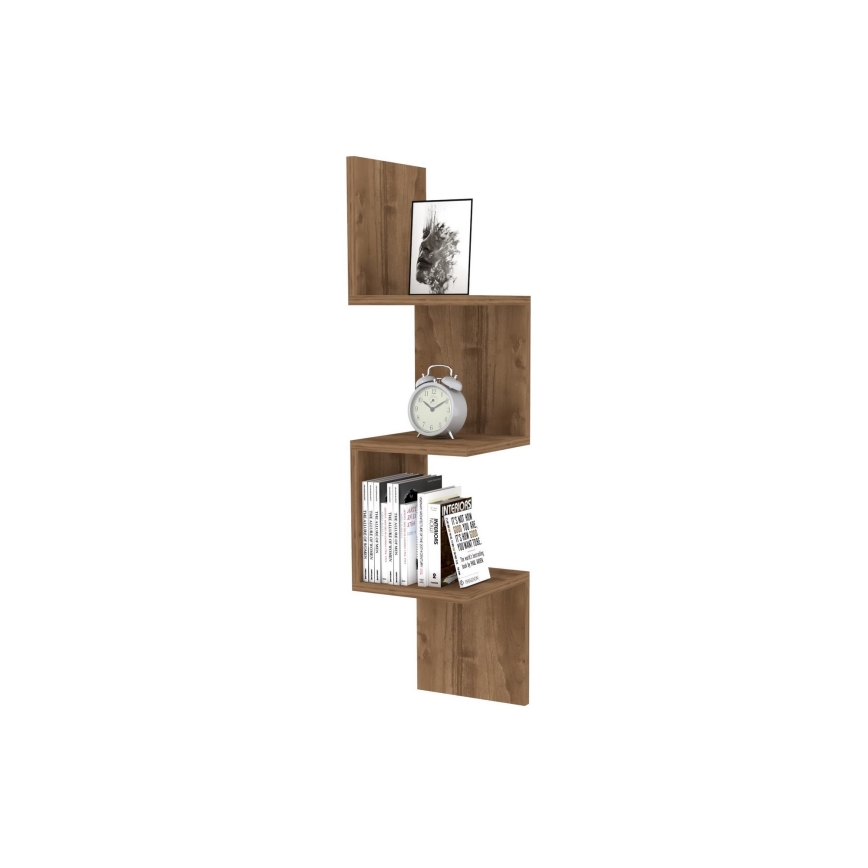 Corner wall shelf ZIKZAK 105,5x25 cm brown