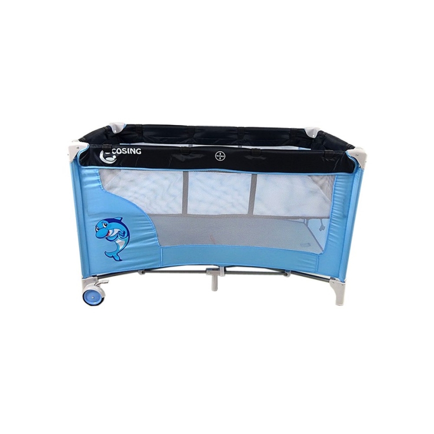 COSING - ADAM Dolphin Blue Travel Cot with Adjustable Positions