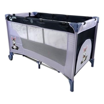 COSING - ADAM Travel Cot with Adjustable Positioning, Zebra Grey