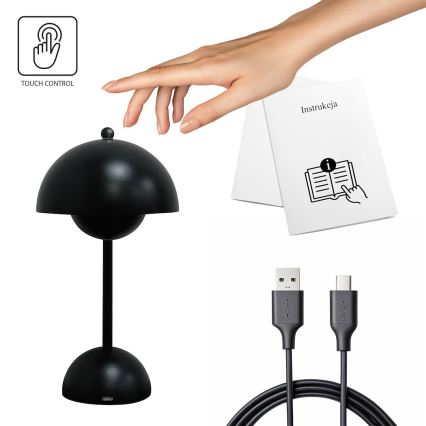 COSTA LED Rechargeable Touch Table Lamp LED/3W/5V 2400 mAh 3000-6000K Black