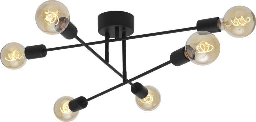 Cottex - BATON Surface-mounted ceiling light 6xE27/60W/230V black