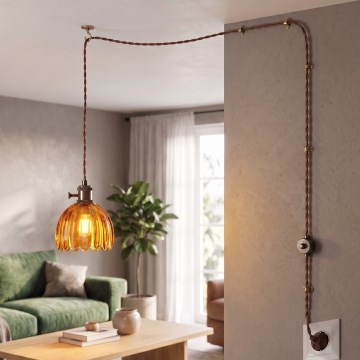 Cottex - NORA plug-in corded pendant light 1xE14/5W/230V brown