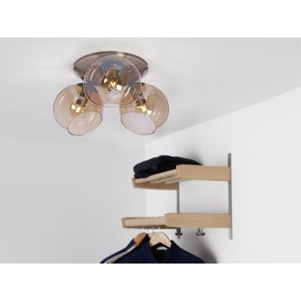 Cottex CAPELLA Ceiling Light 3xE14/40W/230V Ø 37 cm, Smoked/Brown