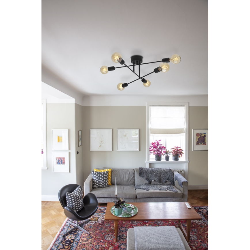 Cottex - BATON Surface-mounted ceiling light 6xE27/60W/230V black