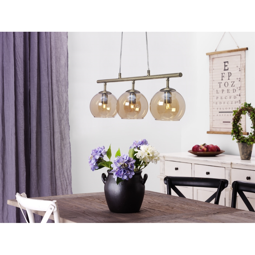 Cottex - CAPELLA cable-hung pendant light 3xE14/40W/230V smoked/brown