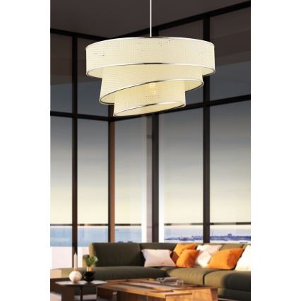 COUPER cable-hung pendant light 1xE27/60W/230V white/polished chrome