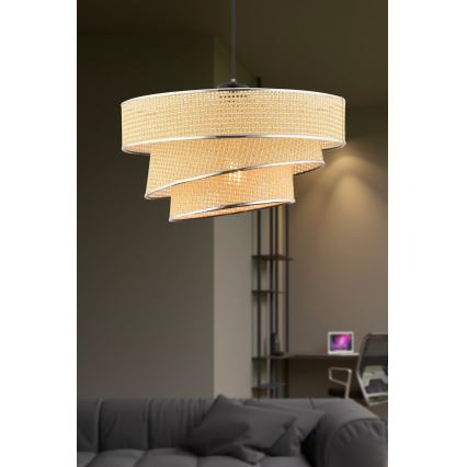 Couper Pendant Light 1xE27/60W/230V Beige/Glossy Chrome