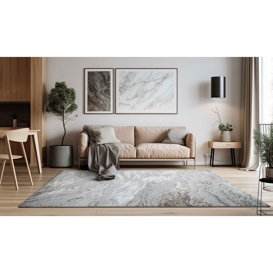 CREATION rug 200x290 cm 1950g/m2 gray/brown marble pattern