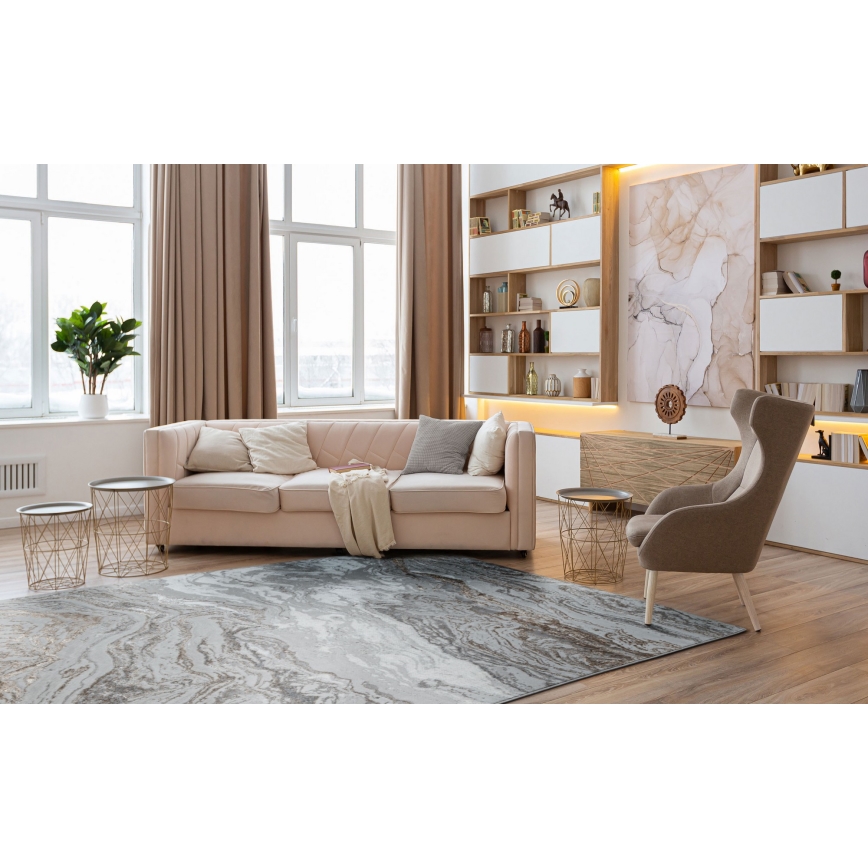 CREATION rug 200x290 cm 1950g/m2 gray/brown marble pattern