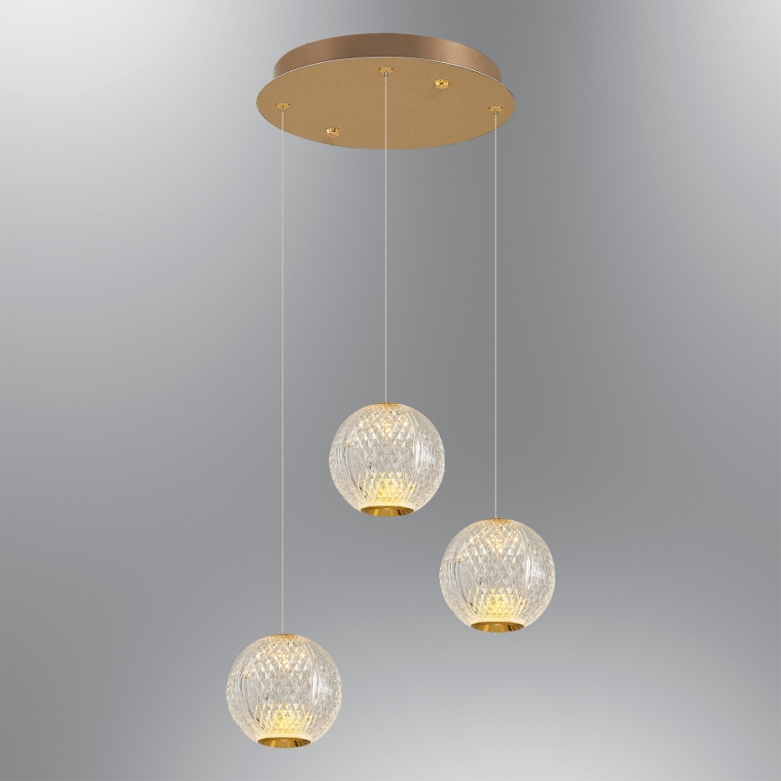 CREMONA cable-mounted LED pendant 3xLED/5W/230V 3000K gold