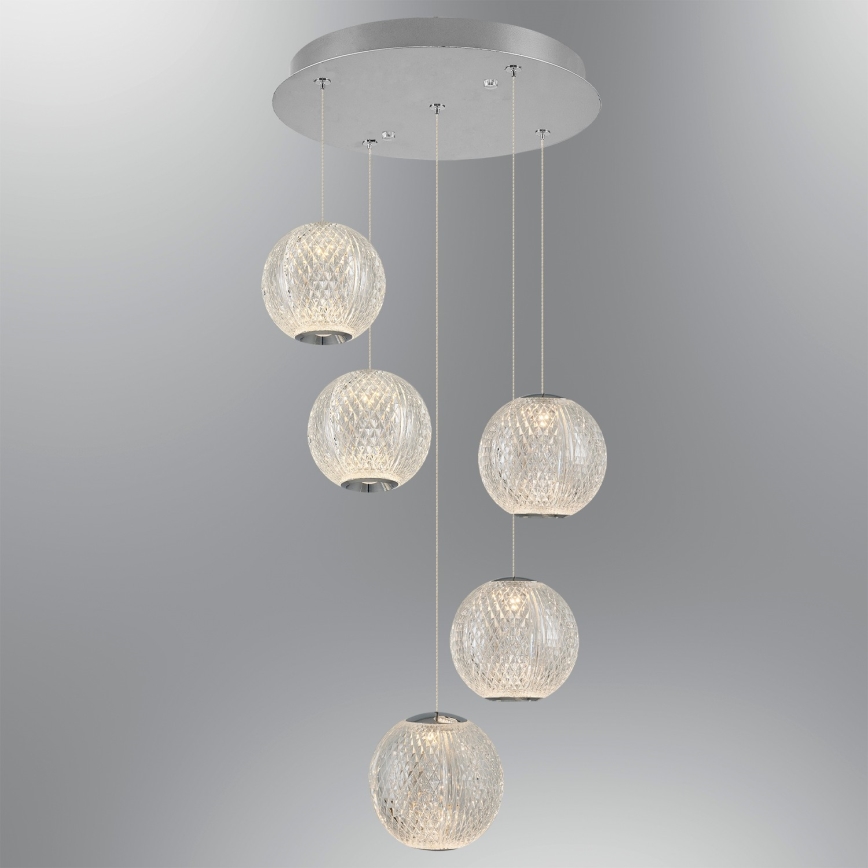 CREMONA LED Pendant Light 5xLED/5W/230V 3000K Matt Chrome