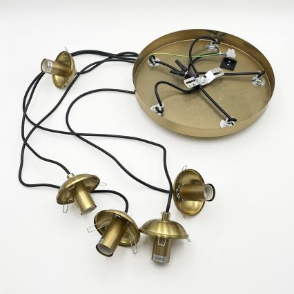 CRISTAL cable chandelier 5xE14/15W/230V, brass/smoky beige