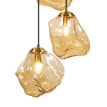 CRISTAL cable chandelier 5xE14/15W/230V, brass/smoky beige