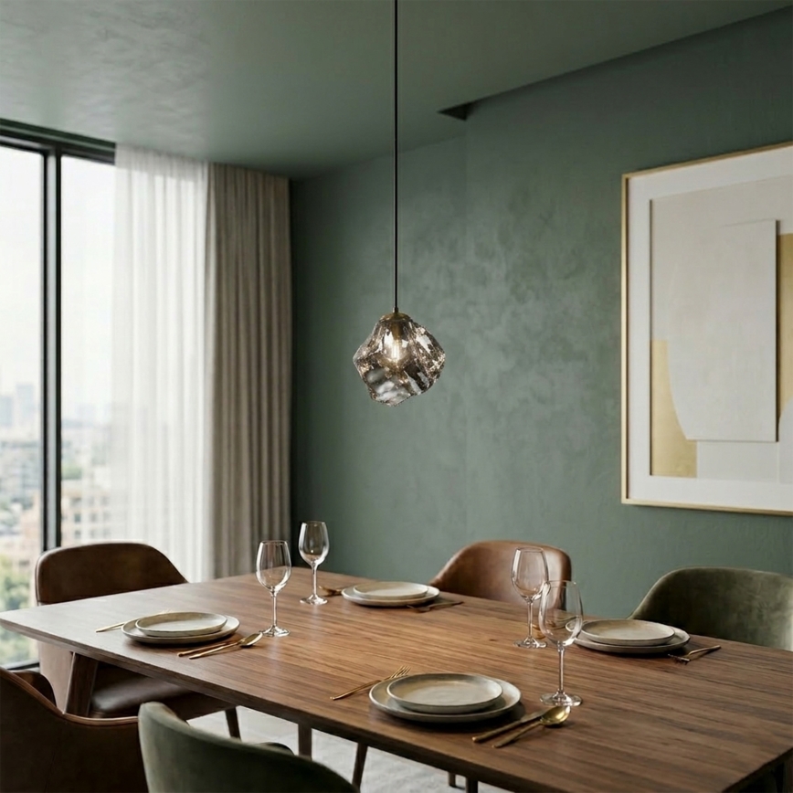 CRISTAL cable pendant 1xE14/15W/230V brass/smoked black