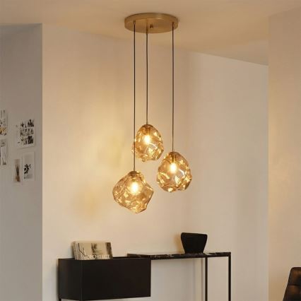 CRISTAL Cable Pendant 3xE14/15W/230V brass/smoky beige