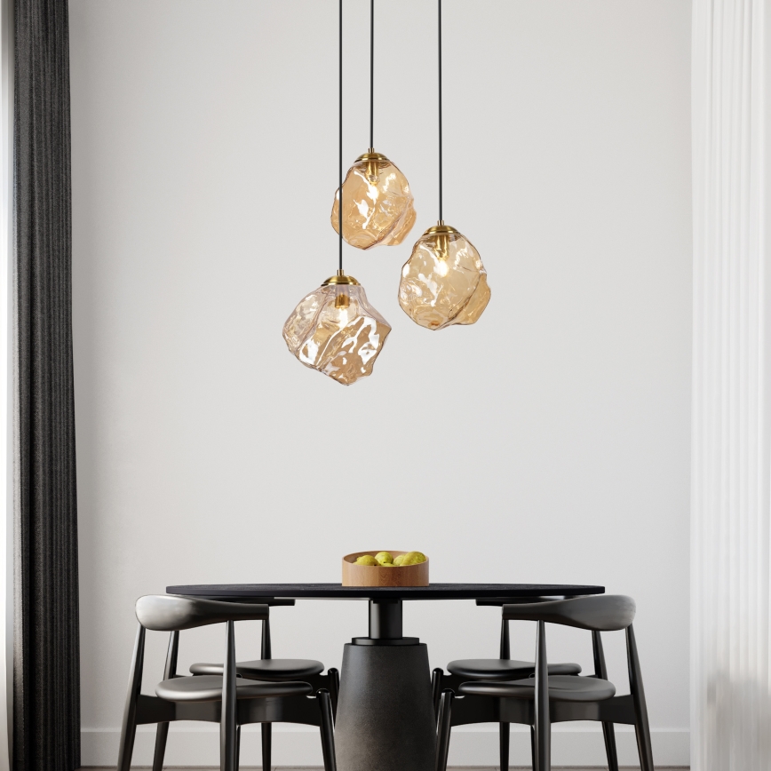 CRISTAL Cable Pendant 3xE14/15W/230V brass/smoky beige