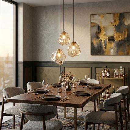 CRISTAL Cable Pendant 3xE14/15W/230V brass/smoky beige