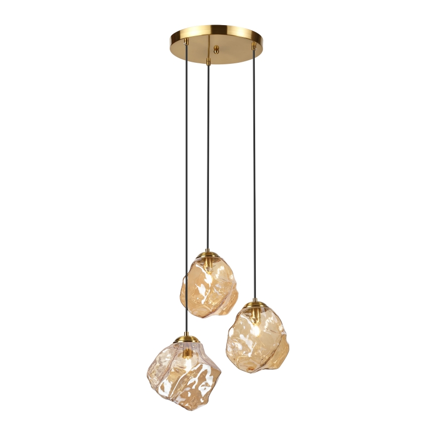 CRISTAL Cable Pendant 3xE14/15W/230V brass/smoky beige