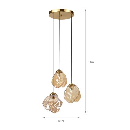 CRISTAL Cable Pendant 3xE14/15W/230V brass/smoky beige