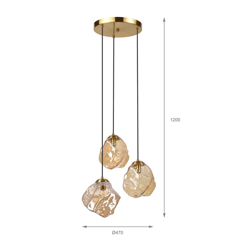 CRISTAL Cable Pendant 3xE14/15W/230V brass/smoky beige
