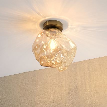 CRISTAL Ceiling Light 1xE14/15W/230V Brass / Smoky Beige