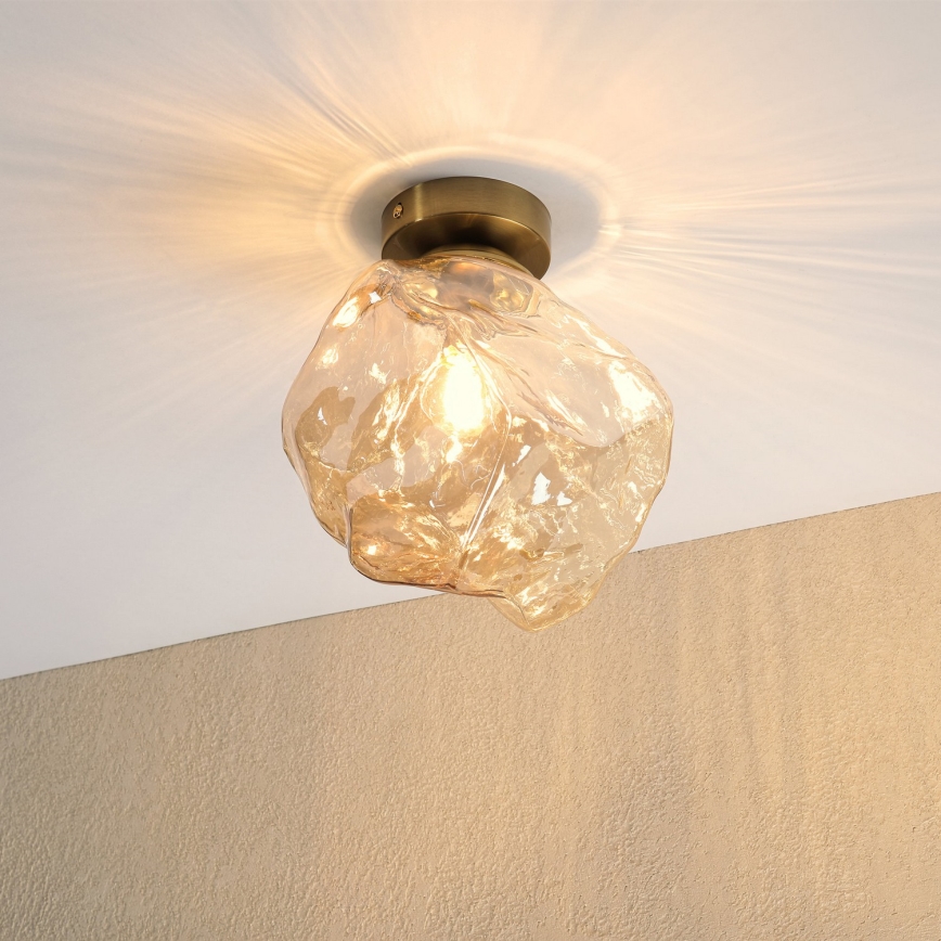CRISTAL Ceiling Light 1xE14/15W/230V Brass / Smoky Beige