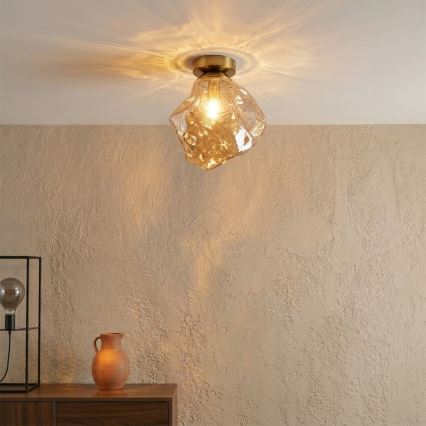 CRISTAL Ceiling Light 1xE14/15W/230V Brass / Smoky Beige