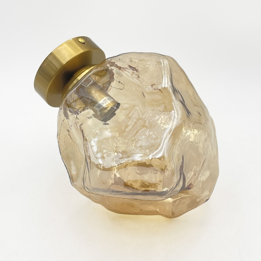 CRISTAL Ceiling Light 1xE14/15W/230V Brass / Smoky Beige