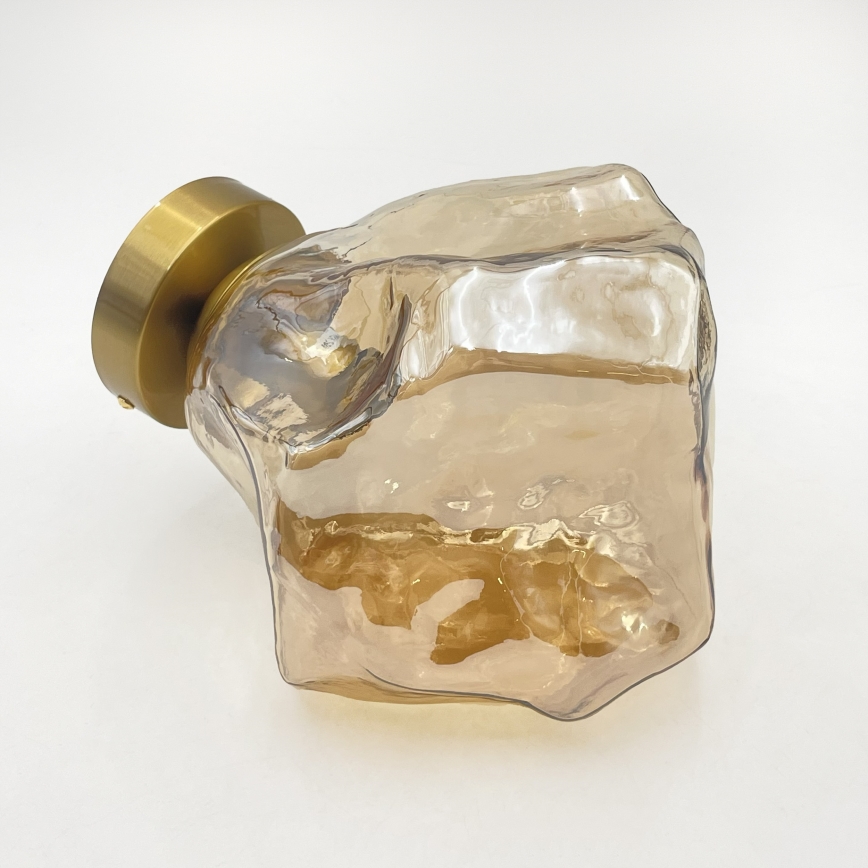 CRISTAL Ceiling Light 1xE14/15W/230V Brass / Smoky Beige