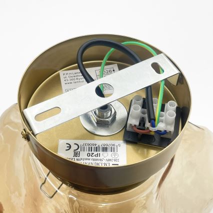 CRISTAL Ceiling Light 1xE14/15W/230V Brass / Smoky Beige