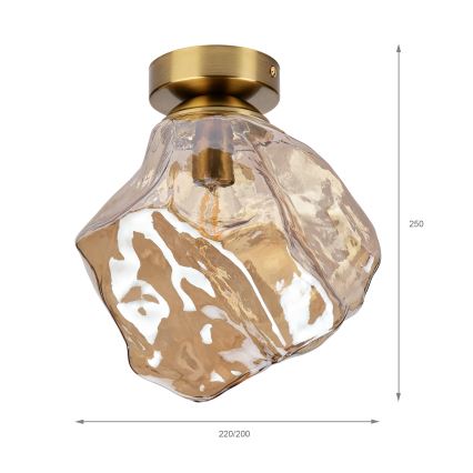 CRISTAL Ceiling Light 1xE14/15W/230V Brass / Smoky Beige