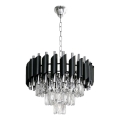 CRISTAL Chain Chandelier 5xE14/10W/230V Ø 38 cm, Black/Matte Chrome