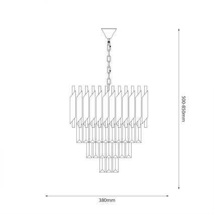 CRISTAL Chain Chandelier 5xE14/10W/230V Ø 38 cm, Black/Matte Chrome