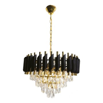 CRISTAL chain chandelier 7xE14/10W/230V black/gold