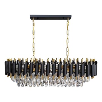 CRISTAL Chain-Hung Chandelier 10xE14/10W/230V Black/Gold