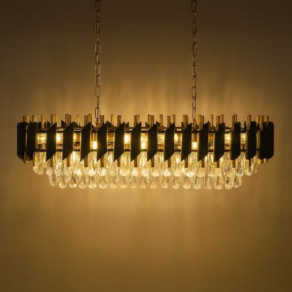 CRISTAL Chain-Hung Chandelier 10xE14/10W/230V Black/Gold