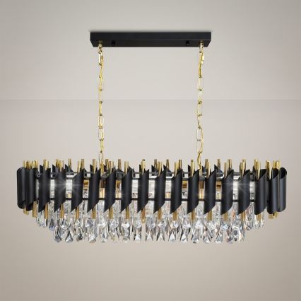 CRISTAL Chain-Hung Chandelier 10xE14/10W/230V Black/Gold