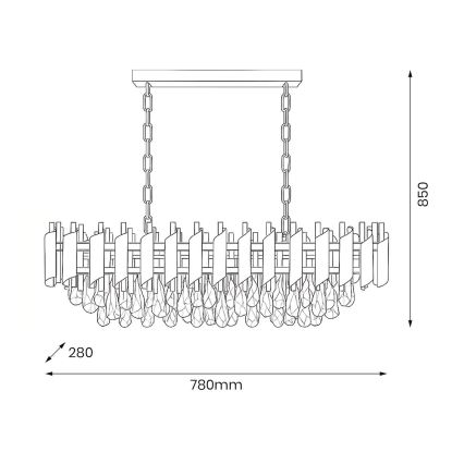 CRISTAL Chain-Hung Chandelier 10xE14/10W/230V Black/Gold