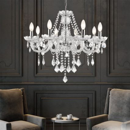CRISTALLO Chain-hung Chandelier 8xE14/60W/230V Polished Chrome