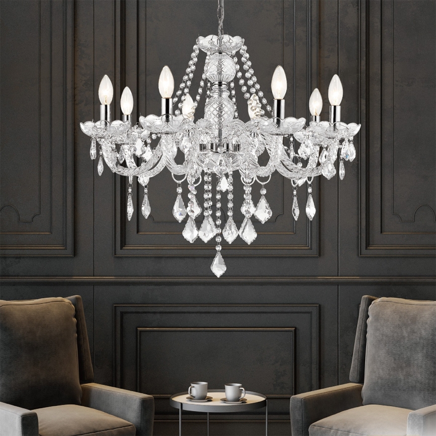 CRISTALLO Chain-hung Chandelier 8xE14/60W/230V Polished Chrome