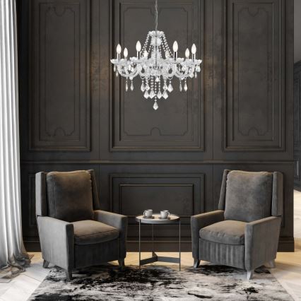 CRISTALLO Chain-hung Chandelier 8xE14/60W/230V Polished Chrome