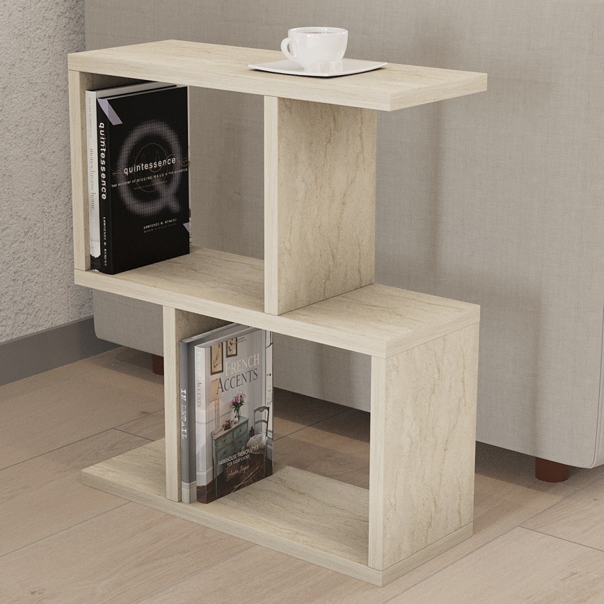 CROS side table, marble finish, beige