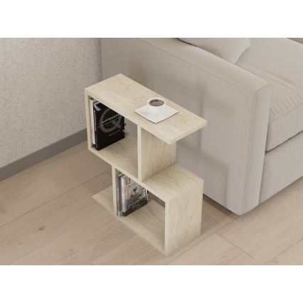 CROS side table, marble finish, beige