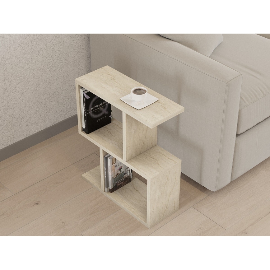 CROS side table, marble finish, beige