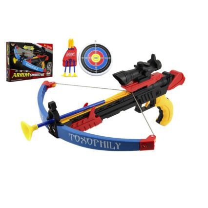 Crossbow with bolts and 48 cm target
