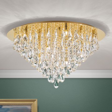 Crystal ceiling light CELESTE 12xG9/40W/230V d. 75 cm gold